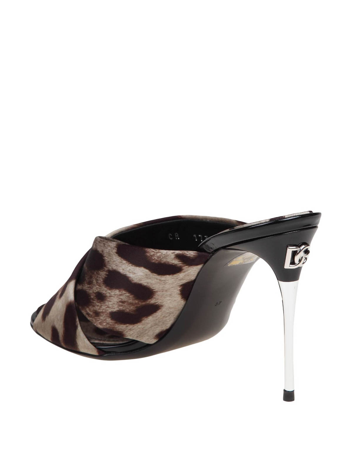 Dolce & Gabbana Keira Sandals In Satin With Spotted Print In Marrón