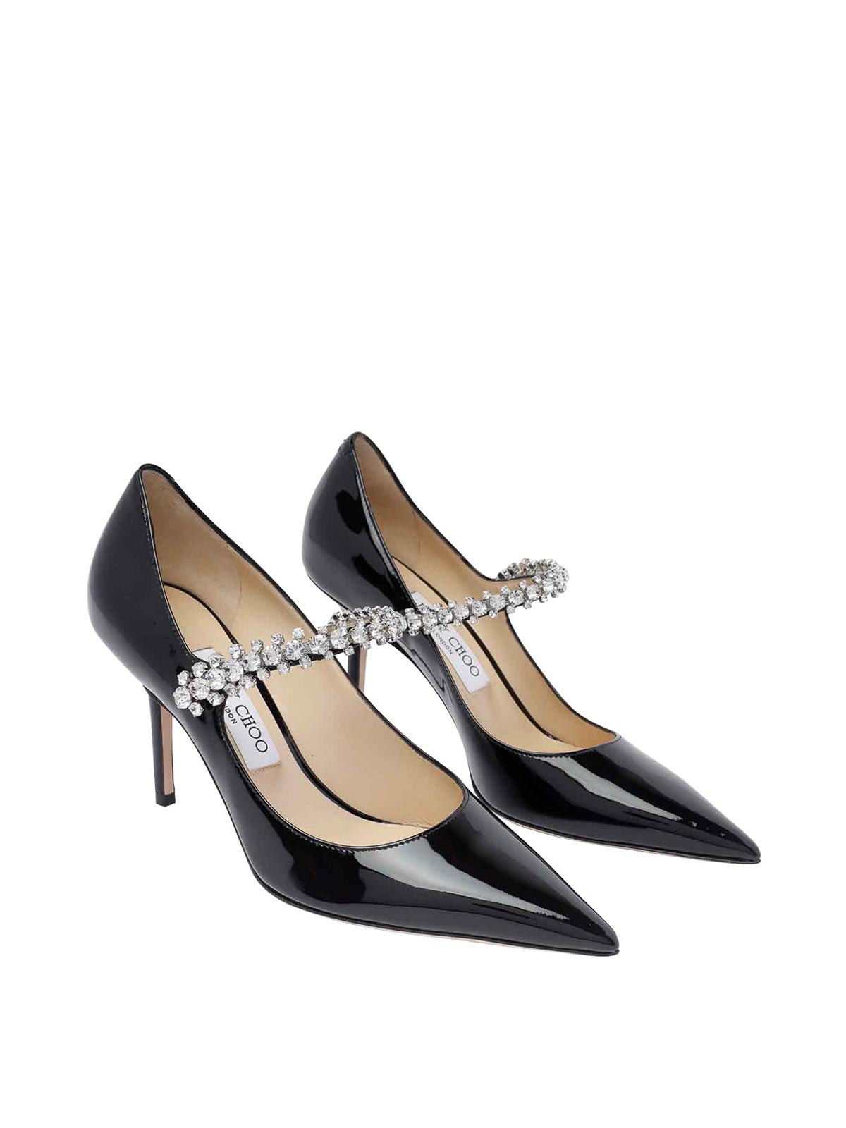 Jimmy Choo Bing 85 Embellished Patent Leather Pumps In Black