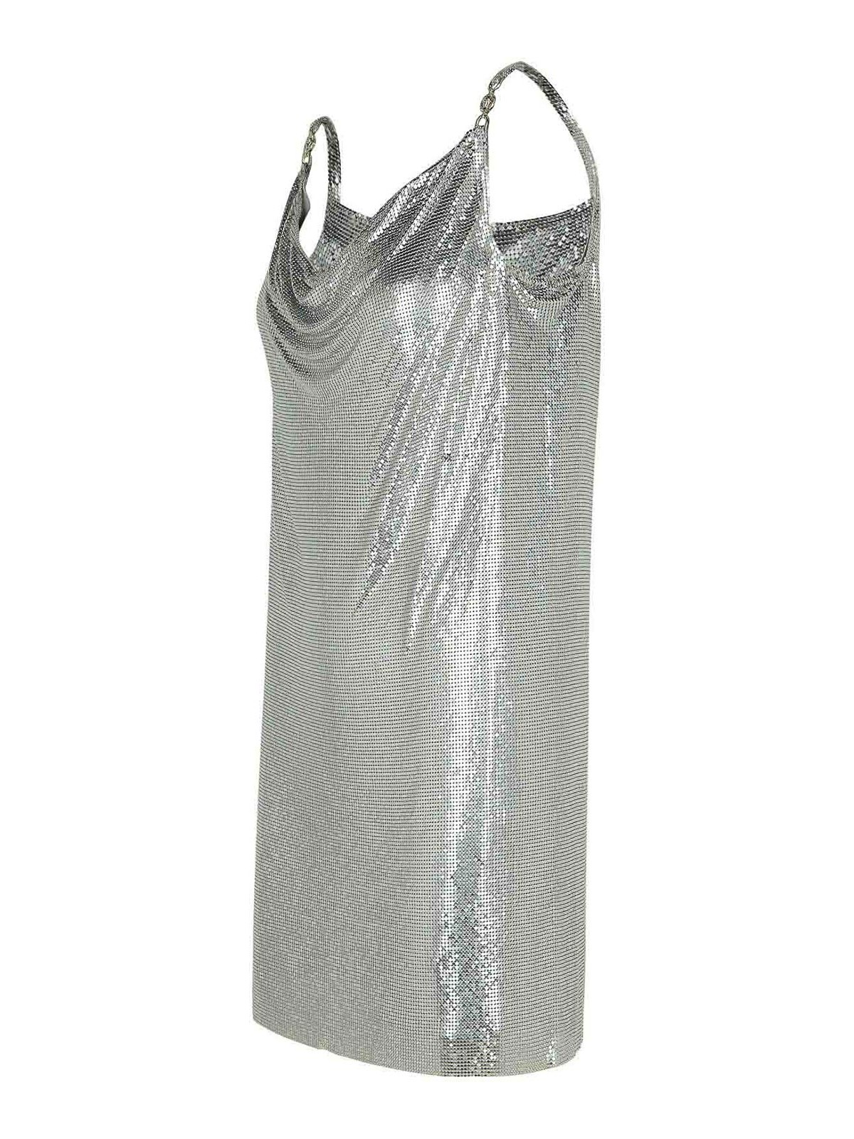 Versace Silver Metal Dress In Silver