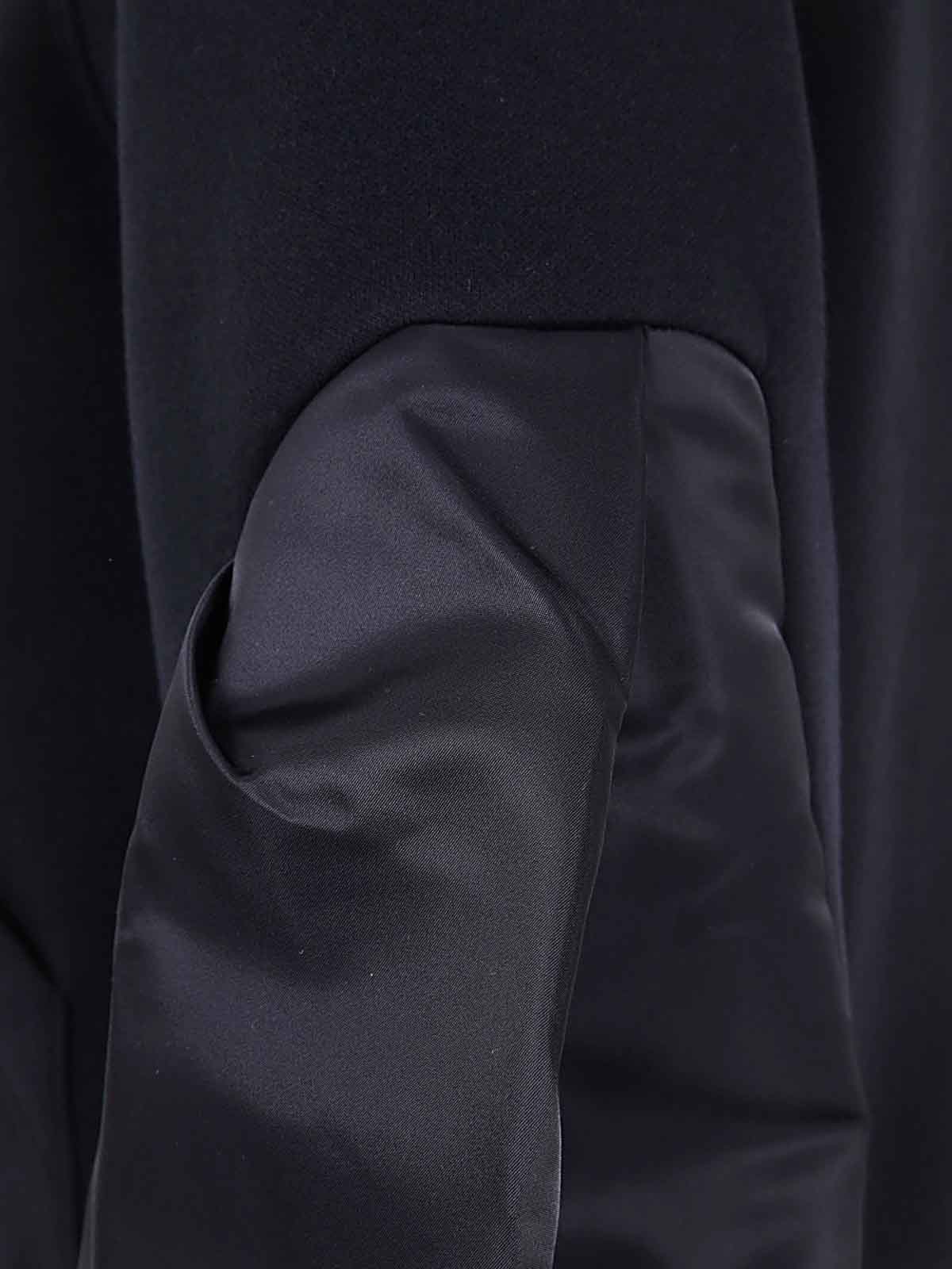 Shop Sacai Nylon Twill X Sponge Sweat Hoodie In Black