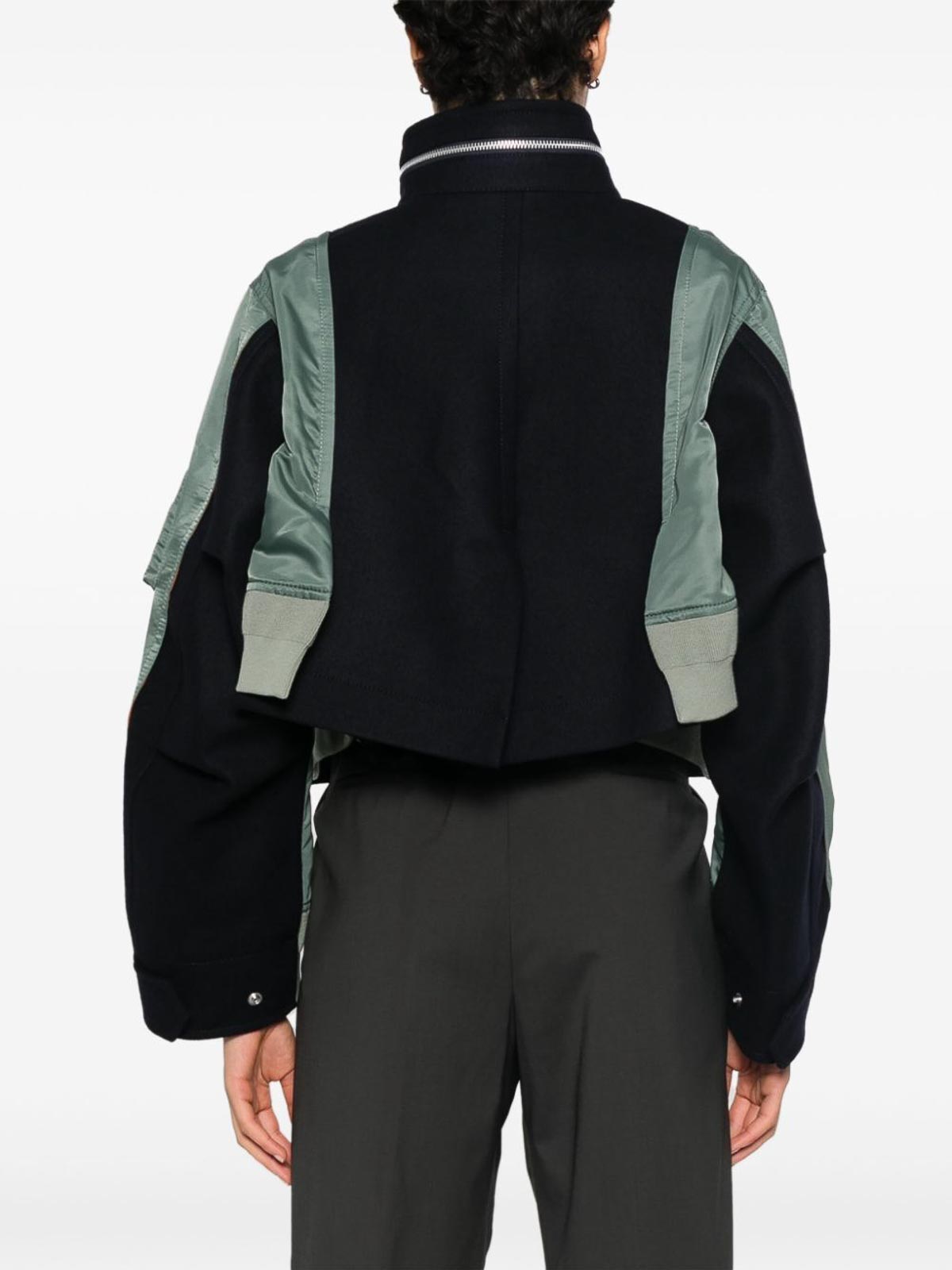 SACAI WOOL MELTON X NYLON TWILL JACKET