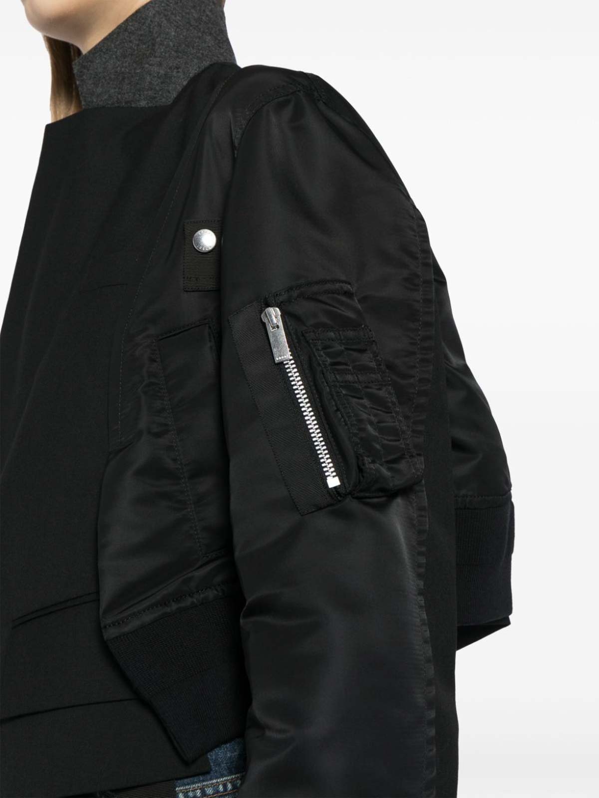 Shop Sacai Suiting X Nylon Twill Jacket In Black