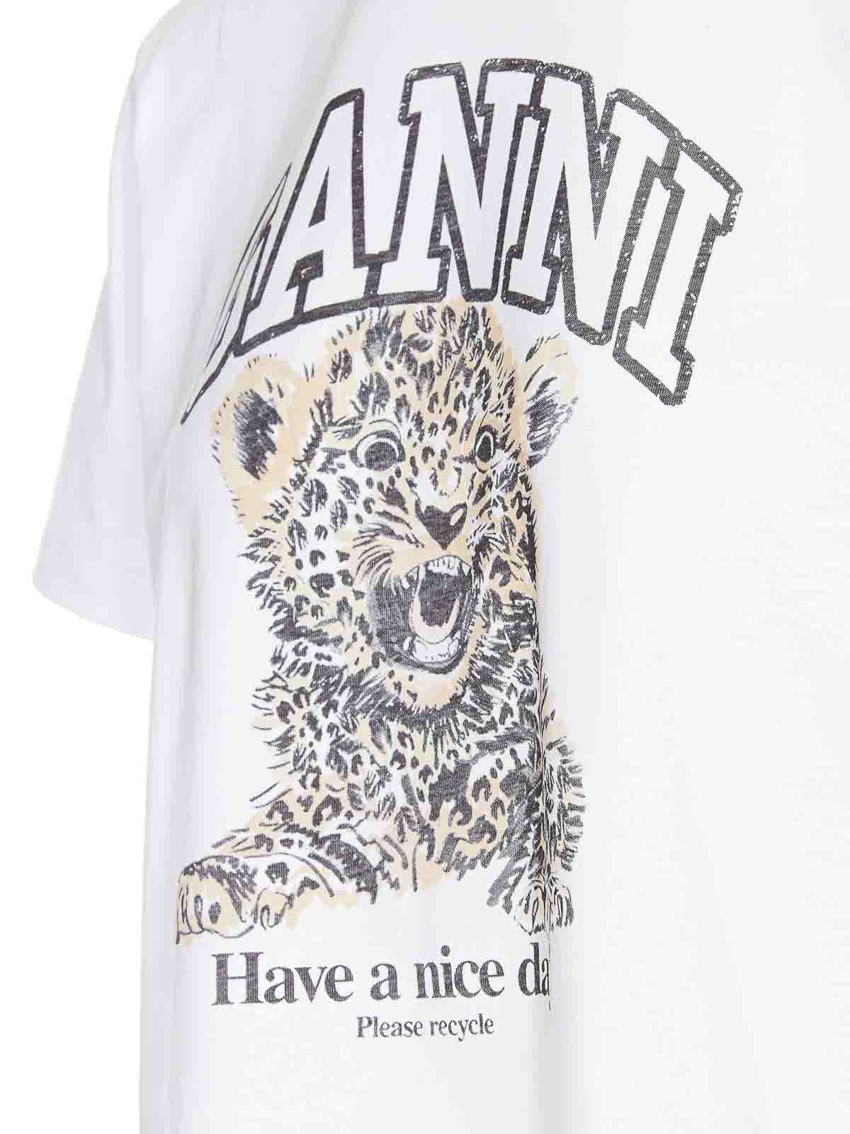 Shop Ganni Camiseta - Blanco In White