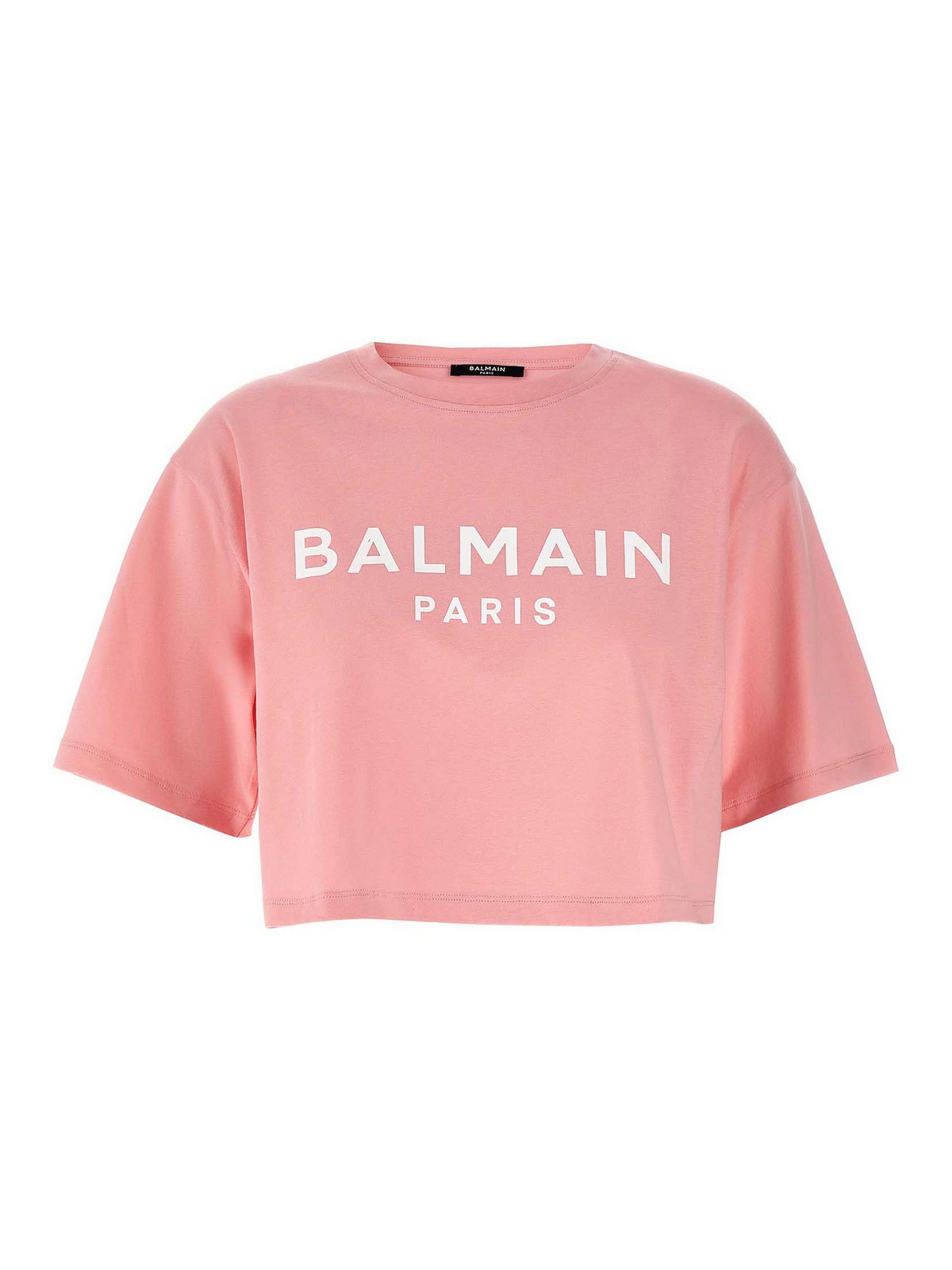 Balmain Logo-print Crop T-shirt In Color Carne Y Neutral